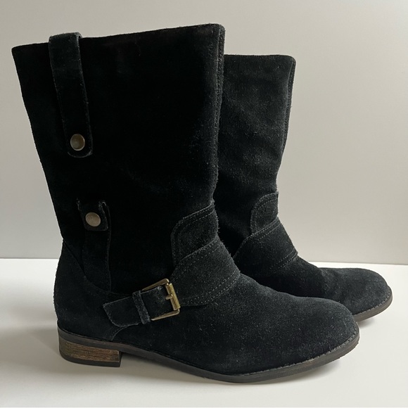 Indigo by Clarks Annie Laurie Black Suede Boots (Style #32856) - Picture 1 of 10